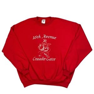 Vintage 16th Avenue Crusader Gator Red & White 50/50 Crewneck Sweatshirt Size XL